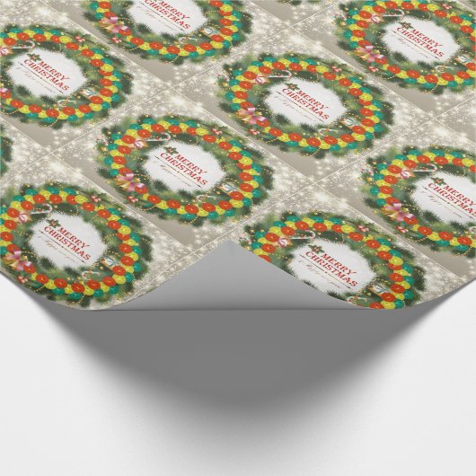 Vrolijk kerstbal 1-omslagpapier cadeaupapier (Hoek)