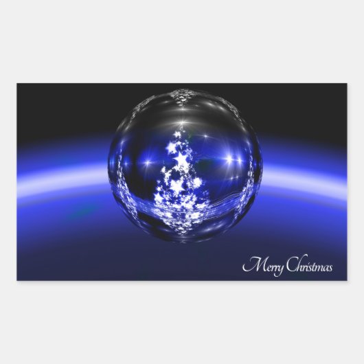 Vrolijk kerstbal rechthoekige sticker (Voorkant)