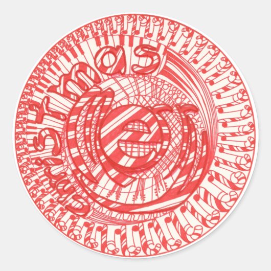 Vrolijk kerstbal snoep stokken muziek stickers (Voorkant)