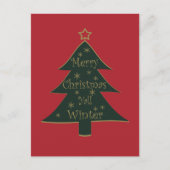 Vrolijk kerstbal versierd dennenboom briefkaart (Voorkant)