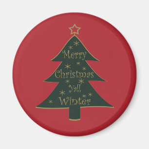 Vrolijk kerstbal versierd dennenboom magneet