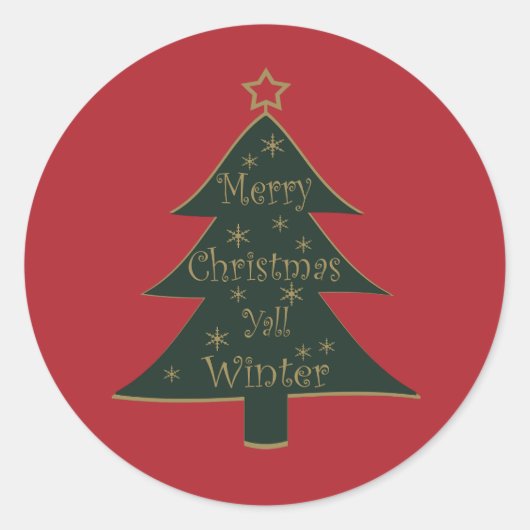 Vrolijk kerstbal versierd dennenboom ronde sticker (Voorkant)