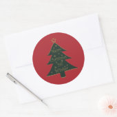 Vrolijk kerstbal versierd dennenboom ronde sticker (Envelop)