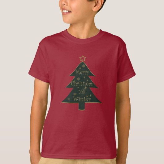 Vrolijk kerstbal versierd dennenboom t-shirt (Voorkant)