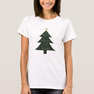 Vrolijk kerstbal versierd dennenboom t-shirt