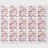 Vrolijk kerstbalkpapier Roze auto-omslagpapier Cadeaupapier (Vlak)