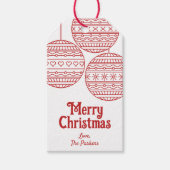 Vrolijk kerstballen met rode kerstballen cadeaulabel (Voorkant)