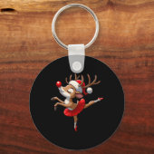 Vrolijk kerstballet rendieren dansen ballet thee sleutelhanger (Voorkant)