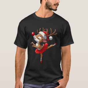 Vrolijk kerstballet rendieren dansen ballet thee t-shirt