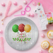 Vrolijk kerstballonnen en Confetti Papieren Bordje (Feest)