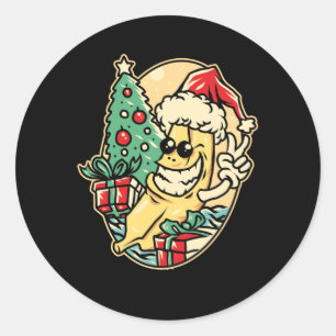 Vrolijk kerstbanaan ronde sticker