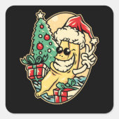 Vrolijk kerstbanaan vierkante sticker (Voorkant)