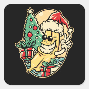 Vrolijk kerstbanaan vierkante sticker