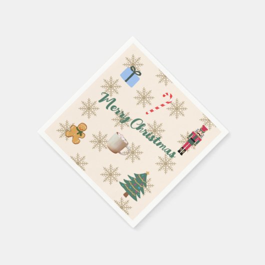 Vrolijk kerstbeeld servet (Hoek)