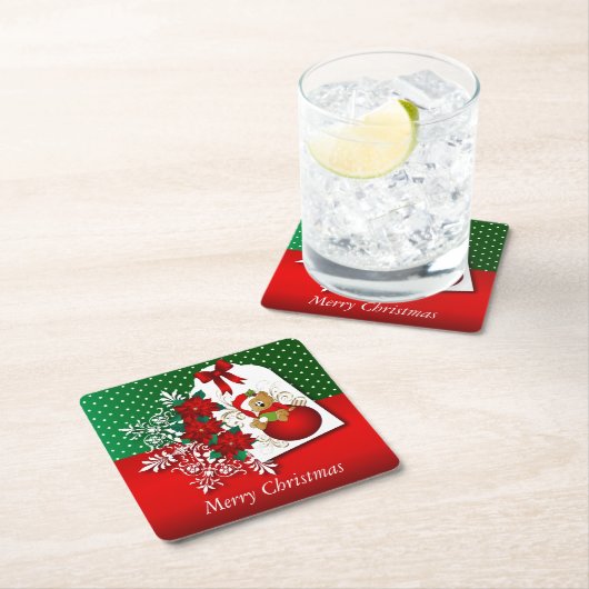 Vrolijk kerstBeer Kartonnen Onderzetters (Insitu)