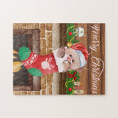 Vrolijk kerstBeer Stocking Fireplace Mantle Legpuzzel (Horizontaal)