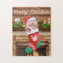 Vrolijk kerstBeer Stocking Fireplace Mantle