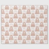 Vrolijk kerstBeer White Roze Rose Gold Glitter Cadeaupapier (Vlak)