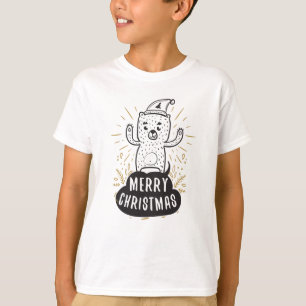 Vrolijk kerstBeer zwarte gouden Cartoon Funny T-shirt
