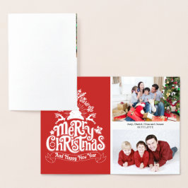 Vrolijk kerstbelettering typografie familiefoto folie kaarten