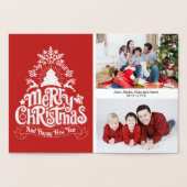 Vrolijk kerstbelettering typografie familiefoto folie kaarten (Binnen)