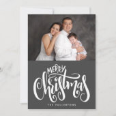 Vrolijk kerstbelettering Typografie Fotocollage Feestdagenkaart (Voorkant)