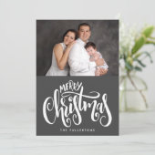 Vrolijk kerstbelettering Typografie Fotocollage Feestdagenkaart (Staand voorkant)