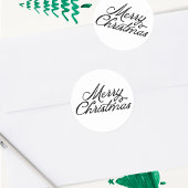 Vrolijk kerstbelettering zwart-wit ronde sticker