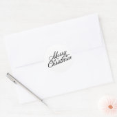 Vrolijk kerstbelettering zwart-wit ronde sticker (Envelop)