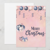 Vrolijk kerstbericht Baubles, cadeautjes en ballon Feestdagenkaart (Voorkant / Achterkant)
