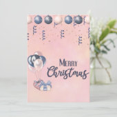 Vrolijk kerstbericht Baubles, cadeautjes en ballon Feestdagenkaart (Staand voorkant)