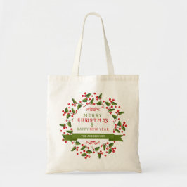 Vrolijk kerstbericht en groot design tote bag