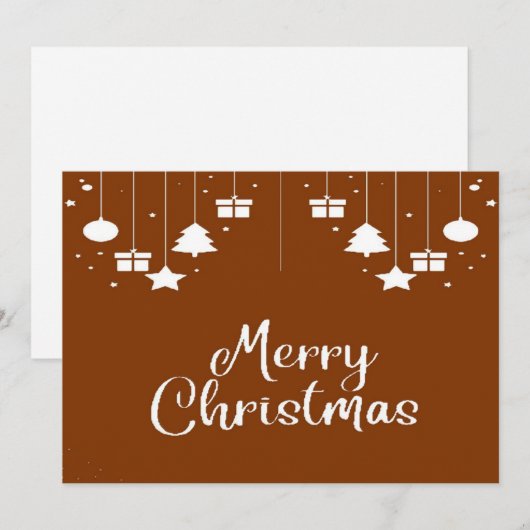 Vrolijk kerstbericht met cadeaus op bruin feestdagenkaart (Voorkant / Achterkant)