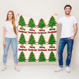Vrolijk kerstbericht met kerstboom fleece deken