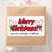 Vrolijk kerstbericht met snoeprietten etiket (Insitu)
