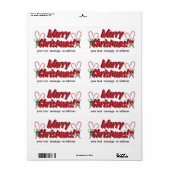 Vrolijk kerstbericht met snoeprietten etiket (Full Sheet)