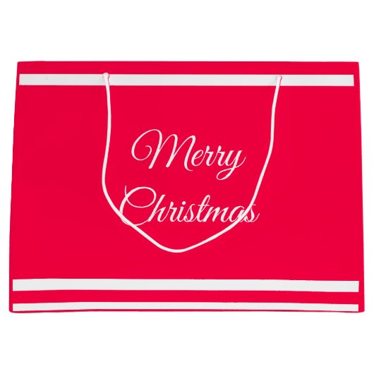 Vrolijk kerstbericht Nostalgische rode witte Sjabl Groot Cadeauzakje (Voorkant)