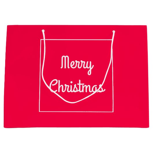 Vrolijk kerstbericht Nostalgische rode witte Sjabl Groot Cadeauzakje (Voorkant)