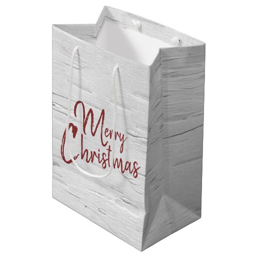 Vrolijk kerstbericht op Birch Medium Cadeauzakje (Voorkant Gekanteld)