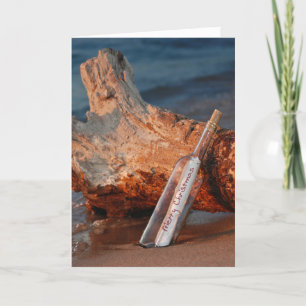 Vrolijk kerstbericht op een feestkaartje voor een  feestdagen kaart