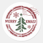 Vrolijk Kerstbericht Postzegels Leuke Schattigee B Ronde Sticker (Voorkant)