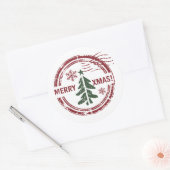 Vrolijk Kerstbericht Postzegels Leuke Schattigee B Ronde Sticker (Envelop)