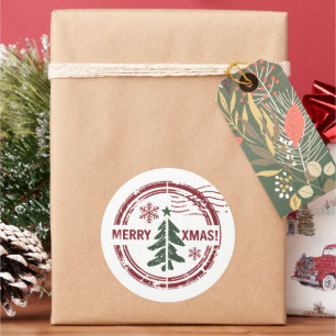 Vrolijk Kerstbericht Postzegels Leuke Schattigee B Ronde Sticker