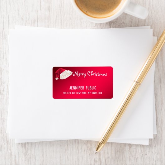 Vrolijk kerstbericht Rood wit handschrift Kerstmis Etiket (Insitu)