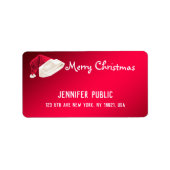 Vrolijk kerstbericht Rood wit handschrift Kerstmis Etiket (Voorkant)
