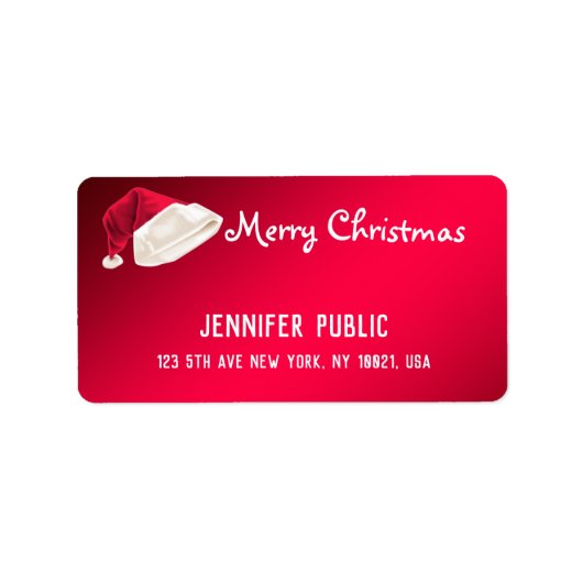 Vrolijk kerstbericht Rood wit handschrift Kerstmis Etiket (Voorkant)