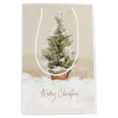 Vrolijk kerstbericht Waterverf Middelgrote cadeau Medium Cadeauzakje (Voorkant)