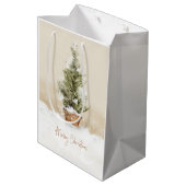 Vrolijk kerstbericht Waterverf Middelgrote cadeau Medium Cadeauzakje (Achterkant Gekanteld)