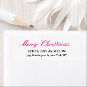 Vrolijk kerstbericht zwart wit familieblad etiket (Insitu)