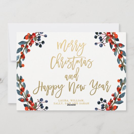 Vrolijk Kerstbessen 3 Foto Vakantie Kaart (Achterkant)